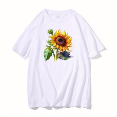 Sunflower Big Flowers Painting Heat Transfer Sticker for DIY Clothing T Shirts