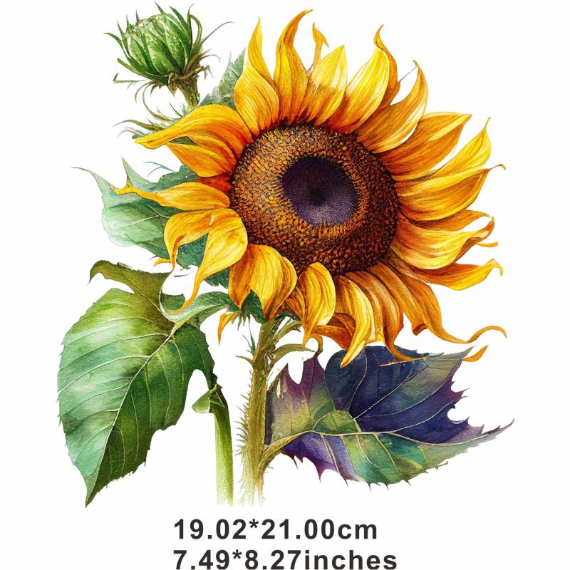 Sunflower Big Flowers Painting Heat Transfer Sticker for DIY Clothing T Shirts