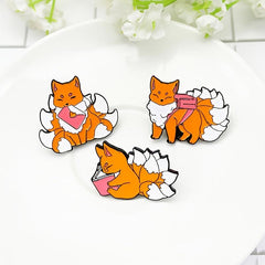 Fox Pattern Brooch for Backpack Jeans