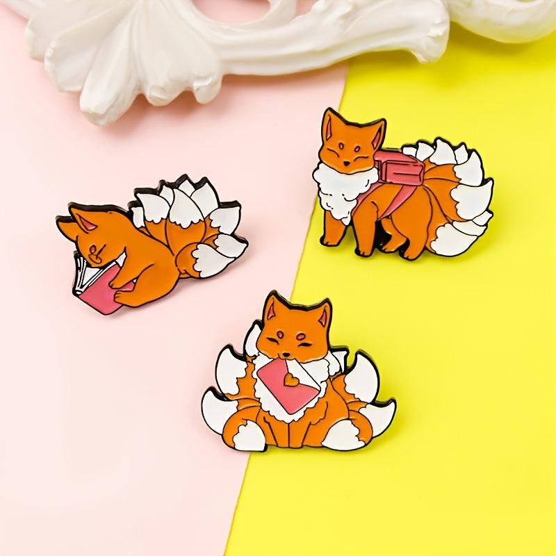 Fox Pattern Brooch for Backpack Jeans