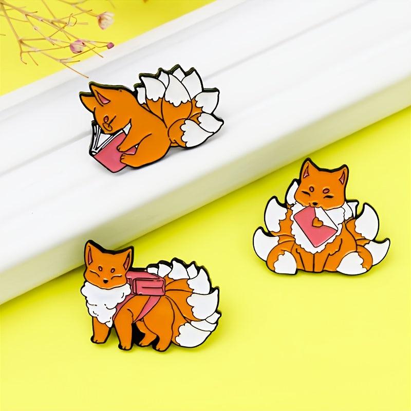 Fox Pattern Brooch for Backpack Jeans