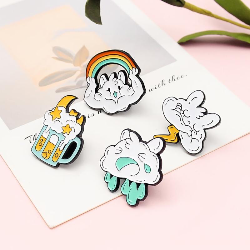 8 Styles Anime Moon Starry Clouds Brooch Pin Birthday