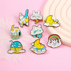 8 Styles Anime Moon Starry Clouds Brooch Pin Birthday