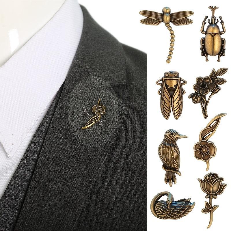 Insect Flower Brooch Retro Collar Pin Men's Business Suit Pin