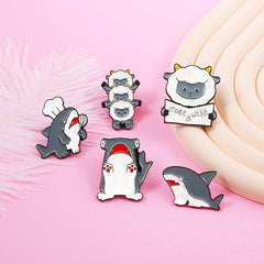 Sheep & Shark Brooch Pin Christmas