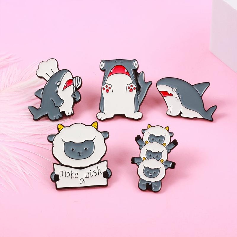 Sheep & Shark Brooch Pin Christmas