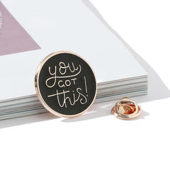English Letter Round Oil Drip Brooch