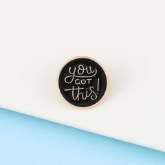 English Letter Round Oil Drip Brooch