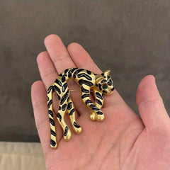 Tiger Brooches Red Enamel Animal Party Brooch Pin For Bag Clothes