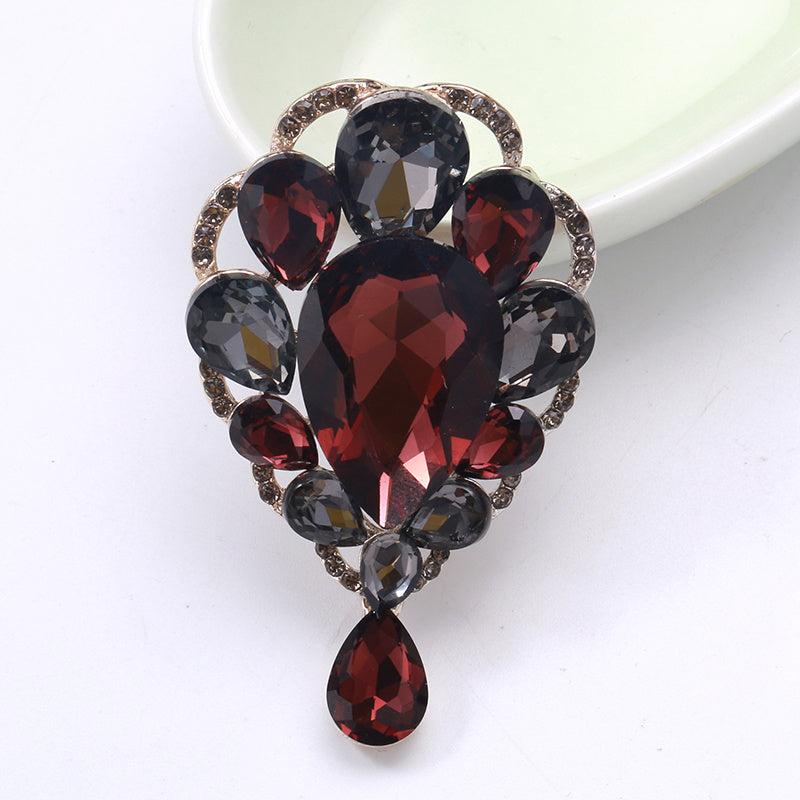 Men's Iridescent Glass Water Drop Charm Brooch Cufflinks