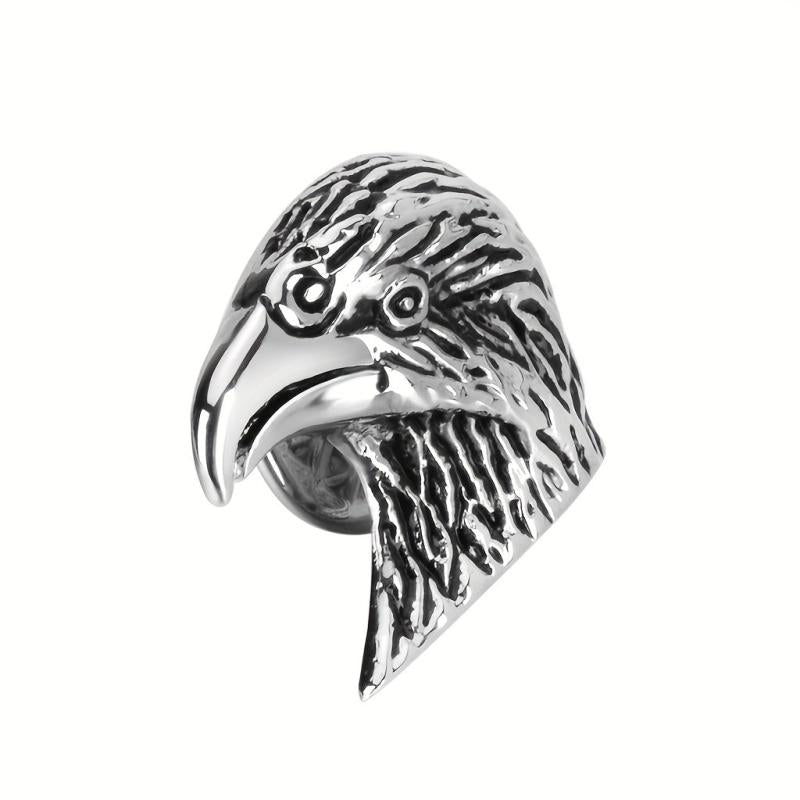 Silver Retro Eagle Head Brooch Men Jewelry Gift Pin Suit Collar Pin Metal Corsag