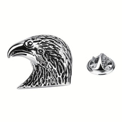 Silver Retro Eagle Head Brooch Men Jewelry Gift Pin Suit Collar Pin Metal Corsag
