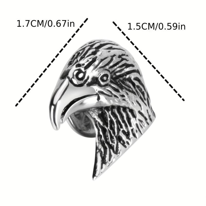 Silver Retro Eagle Head Brooch Men Jewelry Gift Pin Suit Collar Pin Metal Corsag