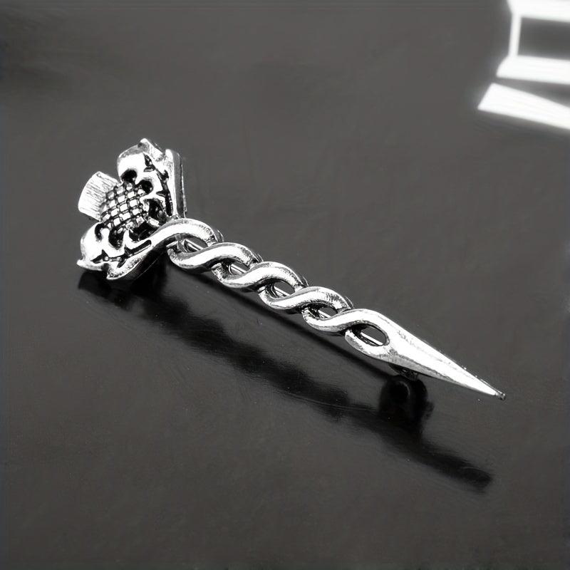 Vintage Lion Sword Brooch Men's Gift