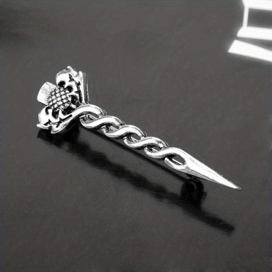 Vintage Lion Sword Brooch Men's Gift