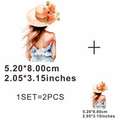 Women Back Shadow Hot Sticker On T Shirt DIY Washable Iron On Transfer