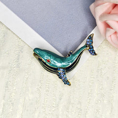 Rhinestone Whale Fish Brooches Dolphin Animal Pins for Men