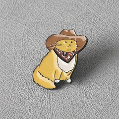 Western Cowboy Cat Mister Brooch 3D Pride Cat Collar Pin