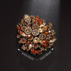 Champagne Rhinestone Flower Brooch for Women