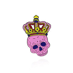 Pink Skull Rabbit Brooch with King Crown
