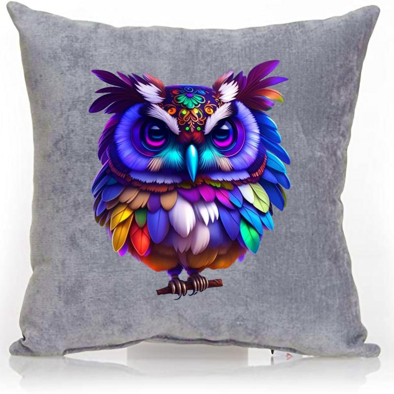Owl Standing Style Patches Men Ink Heat Transfer Film Iron Clothes