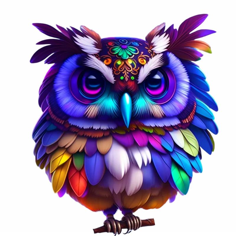 Owl Standing Style Patches Men Ink Heat Transfer Film Iron Clothes