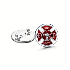 Fire Dept. Pattern Brooch in Silver/Bronze