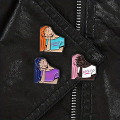 Girl Squint Jewelry Brooch Enamel Pin Hat Bag Lapel Pins Badges