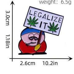 Legalize It Cartoon Brooch Men's Accessory