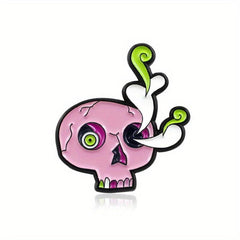 Cartoon Skull Flower Arrangement Brooch Red Flowers Pins