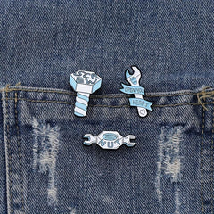 Cartoon Wrench Screws Bolt Tool Model Brooch