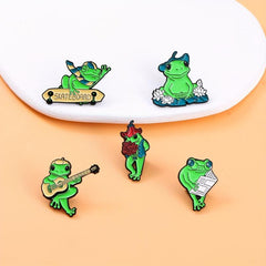 Frog Shaped Green Brooch Alloy Cartoon Pin