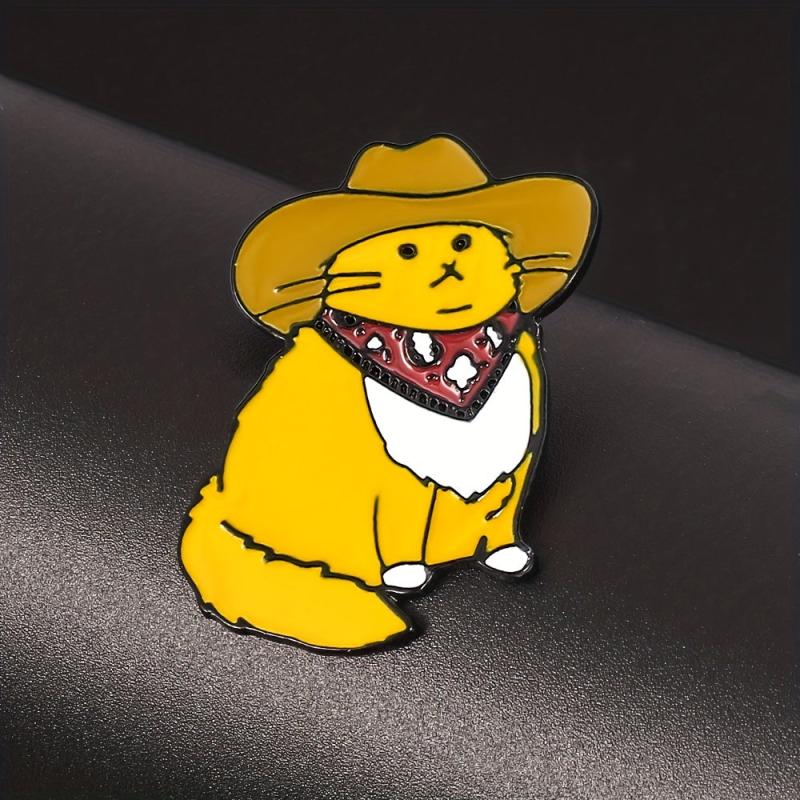 Creative Denim Cat Brooch for Men