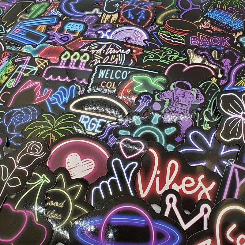 100pcs Neon Graffiti Sticker Pack Vinyl Waterproof Fun Stickers