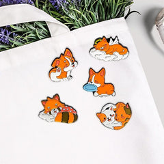 Animal Cat Corgi Raccoon Brooch