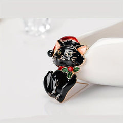 Men's Boutique Oil Dripping Cat Animal Brooch
