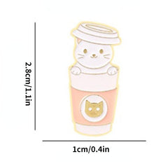 Cat Coffee Brooch Men Creative Pins