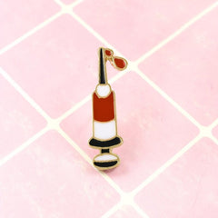 Red Syringe Brooch Zinc Alloy Medical Pin