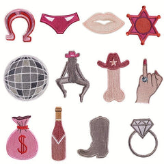 12pcs Cowgirl Iron On Patches Sew On Embroidered Applique Repair Patch