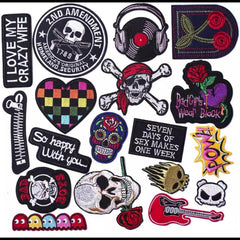 18pcs Embroidered Punk Style Cloth Patches Stickers DIY Decorative Patches