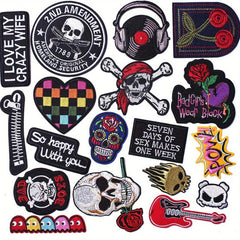 18pcs Embroidered Punk Style Cloth Patches Stickers DIY Decorative Patches