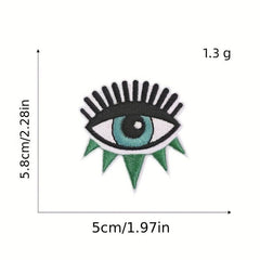 9pcs Devil's Eye Iron On Patches For Men Sew On Embroidered Applique