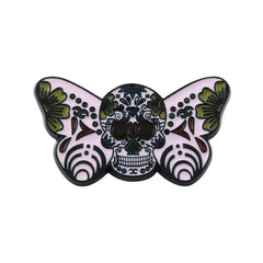 Men's Moth Skull Novelty Brooch