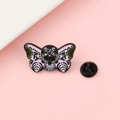 Men's Moth Skull Novelty Brooch
