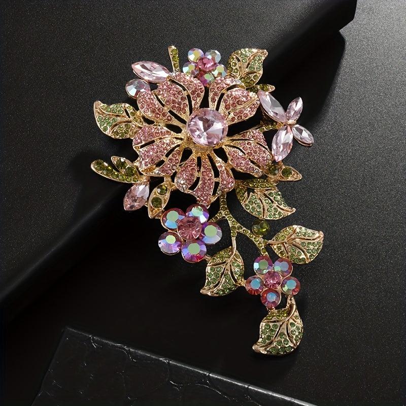 Men's Rhinestone Flower Brooch Wedding Party Dress Pin