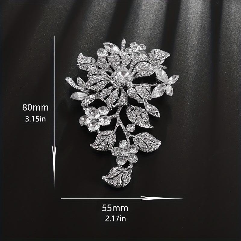 Men's Rhinestone Flower Brooch Wedding Party Dress Pin