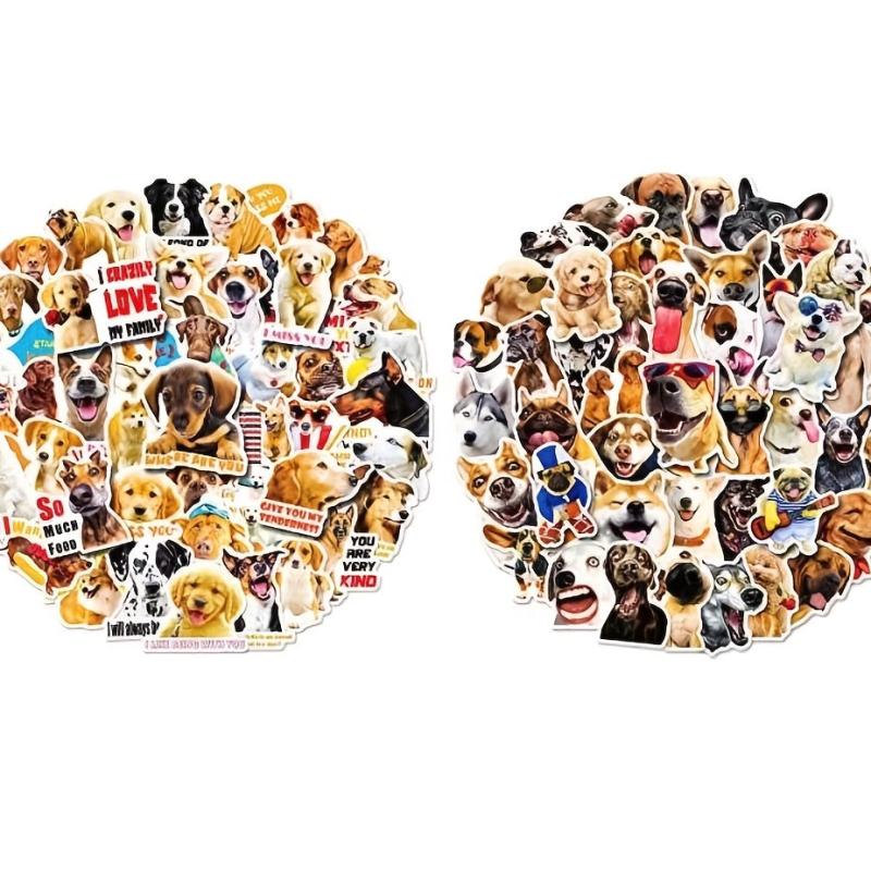 100pcs Dog Print Stickers Waterproof Decoration for Bottle Laptop