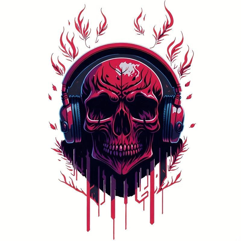 Skull Music Iron on Transfer Stickers for DIY Clothing