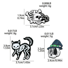 Halloween Skulls Skull Cat Enamel Pins Horror Pumpkin Metal Badges