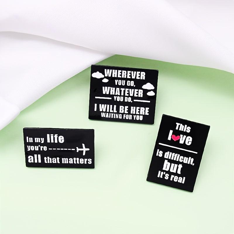 Rectangular Brooch with Unique Words